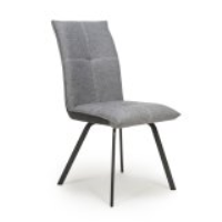 Ariel Linen Effect Fabric Two Tone Light Grey Kitchen Dining Chair on Black Rubber Wood Tapered Legs