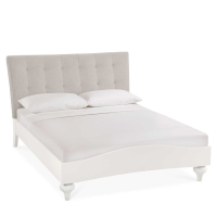 Modern Grey And Pebble Grey Fabric Upholstered Vertical Stitched 4ft6 Double Bed