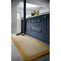 Origins Borders Ochre Yellow Grey Hand Tufted RUg 67x200cm