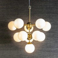 Modern Glass and Steel 11 Clear Capsule Bulb Pendant Light in Brushed Gold