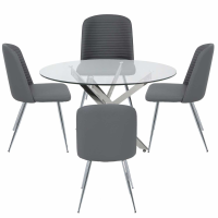 130cm Round Dining Table And 4 Grey Zara Chairs