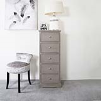 Taupe 5 Drawer Tallboy Chest of 5 Drawers With Ball Shaped Handles