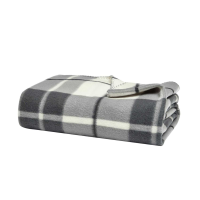 Grey Checked Fleece Blanket Grey Small