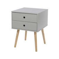 scandia, 2 drawer and wood legs bedside cabinet