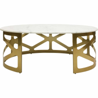 Metropolitan Coffee Table Metallic Champagne Finish With OffWhite Marble