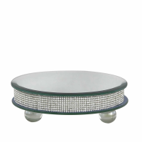 Small Silver Glitz And Mirror Candle Plate