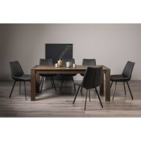 Dark Oak Extending Dining Table Set with 8 Dark Grey Velvet Fabric Chairs