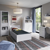 Modern White High Gloss 90cm Single Bed With Pull Out Under