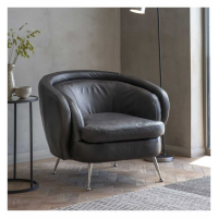 Modern Style Black Leather Arched Back 1 Seater Living Room Tub Armchair 79x93cm