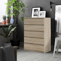 Modern Bedroom Chest of 5 Drawers in Jackson Hickory Oak Effect