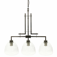 Congleton Triple Glass Pendant Lamp Gilded Dark Bronze Frame E27 60W