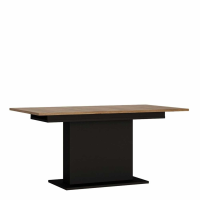 Modern Walnut Top Black Extending Dining Table Pedestal Base 76.2x160 to 200cm