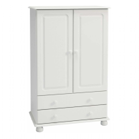 Richmond White MDF Smooth Lacquered Small 2 Door 2 Drawer Double Bedroom Wardrobe 137x88cm
