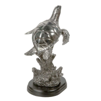 Silver Decorative Tortoise 12 Inch