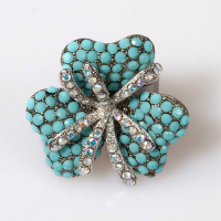 Turquise Triple Leaf Flower Ring Large