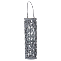 Modern Style Wicker Medium Grey Lantern With Glass Hurricane Holder 60 x 17cm
