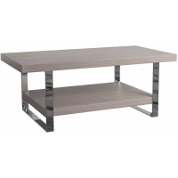 Silver Oak Finish Medium Coffee Table Chrome Effect Detailing with Magazine Shelf