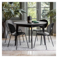 Round Black 4 Seater Dining Table Solid Wood 110cm Diameter Tapered Legs