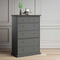 Large Tall Grey Painted Chest of 6 Drawers 96cm Wide x 140cm High
