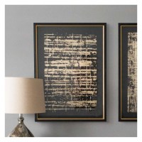Modern Style Black and Golden Rectangular Wooden Pizarro II Frame Wall Art 74x54cm