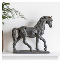 Tamir Antique Distressed Horse Statue Home Decor Piece in Grey 41cm Tall