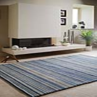 Origins Fine Handloom Woven Fine Stripes Pure Wool Rug in Blue and Beige 160x230cm