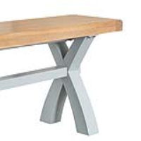 Modern Oak Wood Grey Painted Large Living Room Bench With Cross Legs 46 x 250cm