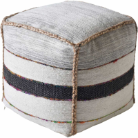 Crinan Hand Woven Pit Loom Natural Charcoal And Multi Colour Hemp Pouffe