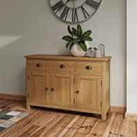 Traditional Style Rustic Oak 3 Drawer 3 Door Large Sideboard with Shelves 85x130cm