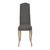 Luxury Chair With Studs And Carved Oak Legs Dark Grey
