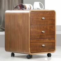 Helsinki Modern Walnut 3 Drawer Round Edge Bedside Filing Cabinet Table with Castors