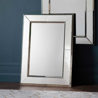 Large Modern Silver Bevelled Mirrored Glass Rectangle Wall Mirror 106 x 80cm