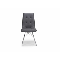 Tampa Modern Style Quilted Grey Faux Leather Upholstered Dining Chair 93.5 x 46.5cm