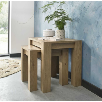 Modern Rustic Light Oak Nest Of 2 Lamp Side Tables