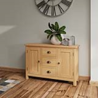 Traditional Style Rustic Oak 3 Drawer 2 Door Large Sideboard with Shelves 80x115cm