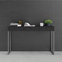 Hallway Desk Console Table Workstation 3 Drawers in Black Metal Legs