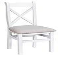 Modern Wooden White Painted Beige Fabric Upholstered Cross Back Dining Chair 97 x 43cm