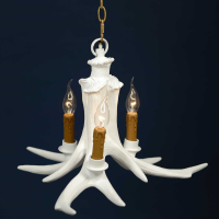 White Wild Antler Chandelier 3 Arm