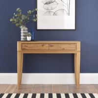 Modern Large Console Hall Table Rustic Oak 2 Drawers 105 x 79cm