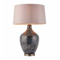 Traditional Black Grey Cylindrical Top Bedroom Table Lamp 59 x 40cm