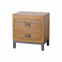 Industrial Pine Wood Metal 2 Drawer Bedside The Draftsman Collection