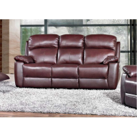 Aston Chestnut Leather Upholstered Large 3 Seater Recliner Sofa Modern Living