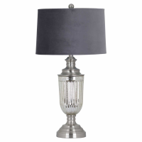 Penelope Silver Finish Metal Glass Table Lamp With Black Velvet Shade