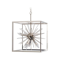 Silver Starburst 40cm Square Cube Box Style Sputnik Chandelier Ceiling Light