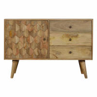 Retro Style Solid Wood 3 Drawer Bedroom Cabinet With Pineapple Carved Door Front 58x88cm