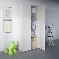 Modern Simple White 2 Door Double Bedroom Wardrobe With Silver Handles 175.4 x 77.6cm
