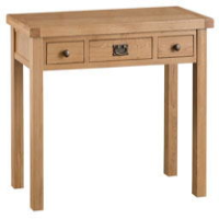 Industrial Style Oak 3 Drawer Bedroom Dressing Table With Brass Cup Handle 83 x 110cm