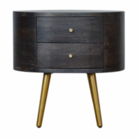 Ash Black Bedside With Brass Legs