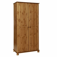 Modern Solid Pine Double Panelled 2 Door Wardrobe 185cm Tall x 88cm Wide