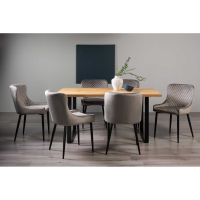 Ramsay Oak 6 Seater Rectangular Dining Table And Cezanne 6 Grey Velvet Chairs Dining Set